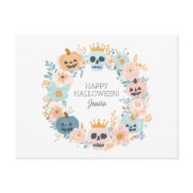 Gepersonaliseerde Halloween Skull Pumpkin Floral C