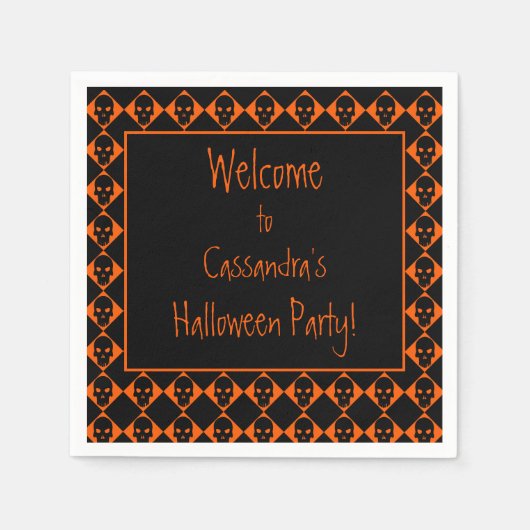 Gepersonaliseerde halloween Skulls Servet (Voorkant)