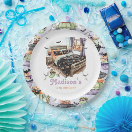 Gepersonaliseerde Halloween Sleepover Papieren Bordje