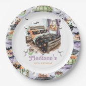 Gepersonaliseerde Halloween Sleepover Papieren Bordje (Voorkant)