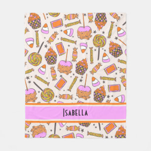 Gepersonaliseerde Halloween Snoep Retro Groovy Dek Fleece Deken