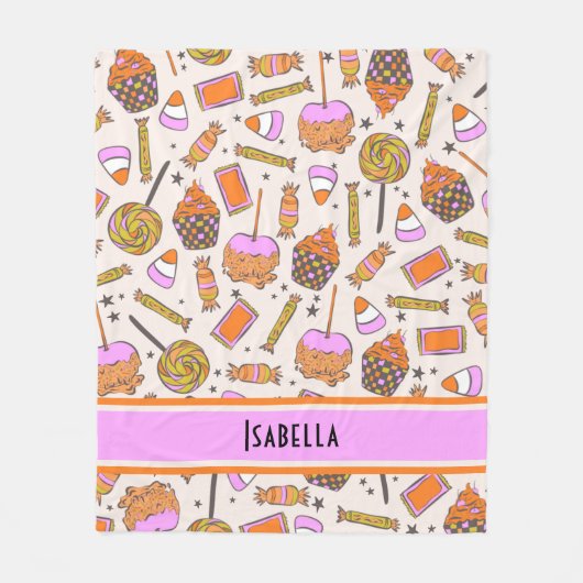Gepersonaliseerde Halloween Snoep Retro Groovy Dek Fleece Deken (Voorkant)