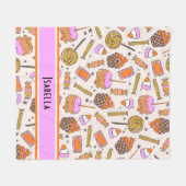 Gepersonaliseerde Halloween Snoep Retro Groovy Dek Fleece Deken (Voorkant (Horizontaal))