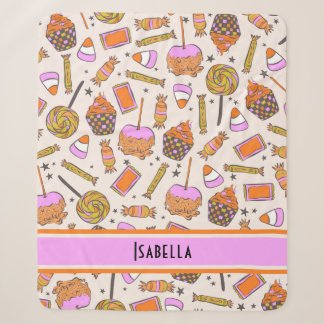 Gepersonaliseerde Halloween Snoep Retro Groovy Dek Sherpa Deken
