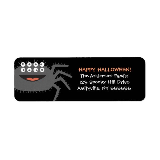 Gepersonaliseerde Halloween Spider retour adreslab Etiket (Voorkant)