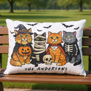 Gepersonaliseerde Halloween Spooky Cats Familie Mo Buitenkussen