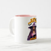 Gepersonaliseerde Halloween thema event planner Mo Tweekleurige Koffiemok (Voorkant links)