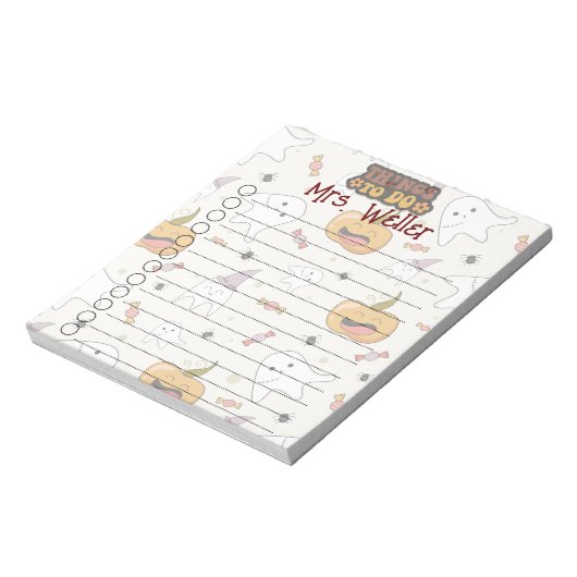 Gepersonaliseerde Halloween thema pompoen, geest Notitieblok (Linkerzijde)