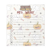 Gepersonaliseerde Halloween thema pompoen, geest Notitieblok (Voorkant)