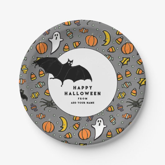 Gepersonaliseerde Halloween Treat Papieren Bordje (Voorkant)