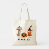 Gepersonaliseerde Halloween Trick or treat Bag | C Tote Bag (Achterkant)