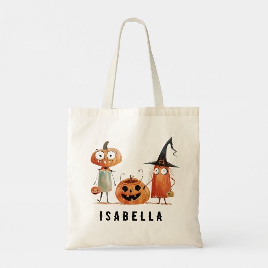 Gepersonaliseerde Halloween Trick or treat Bag | C Tote Bag (Achterkant)