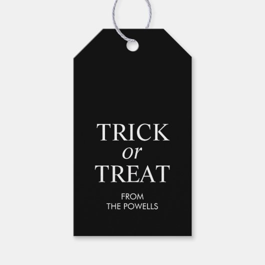 Gepersonaliseerde Halloween Trick or treat Cadeaulabel (Voorkant)