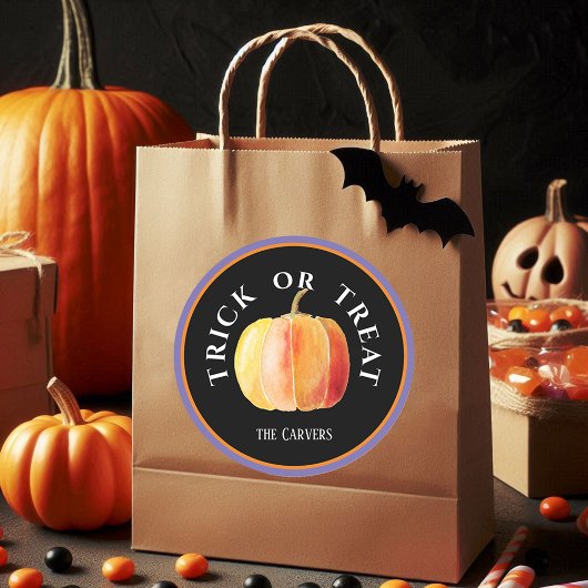 Gepersonaliseerde, Halloween Trick or treat met po Ronde Sticker