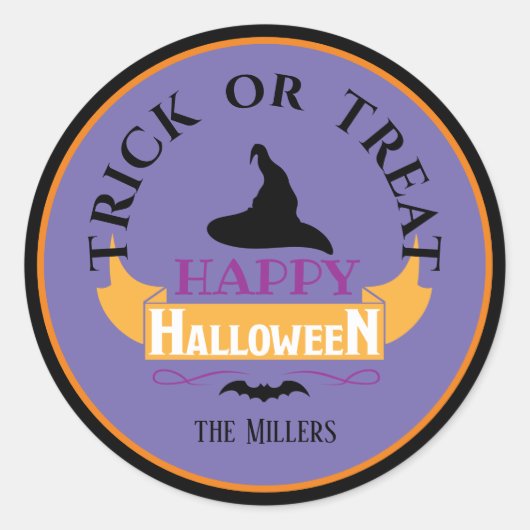 Gepersonaliseerde, Halloween Trick or treat met wi Ronde Sticker (Voorkant)