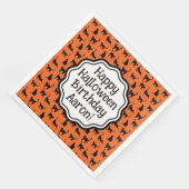 Gepersonaliseerde Halloween Verjaardag Sinaasappel Servet (Hoek)