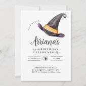 Gepersonaliseerde Halloween Verjaardagsfeest Heks Kaart (Voorkant)