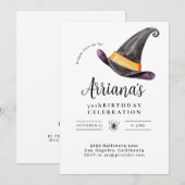 Gepersonaliseerde Halloween Verjaardagsfeest Heks  Kaart (Voorkant / Achterkant)