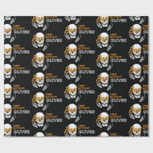 Gepersonaliseerde Halloween verjaardagswrap Cadeaupapier
