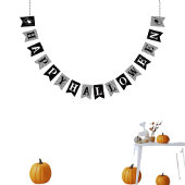 Gepersonaliseerde Halloween voor familienaam Zwart Vlaggetjes