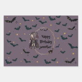 Gepersonaliseerde Halloween Witch/Bats Pattern Wra Inpakpapier Vel (Voorkant)