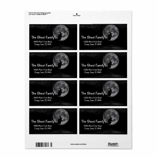 Gepersonaliseerde Halloween Witch Etiket (Full Sheet)