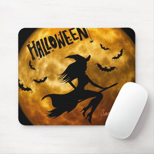 Gepersonaliseerde Halloween Witch Gepersonaliseerd Muismat (Met muis)