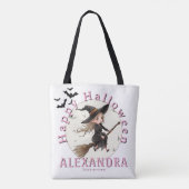 Gepersonaliseerde Halloween Witch Snoep Canvas tas (Achterkant)