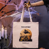 Gepersonaliseerde Halloween Witch Trick or treat Tote Bag