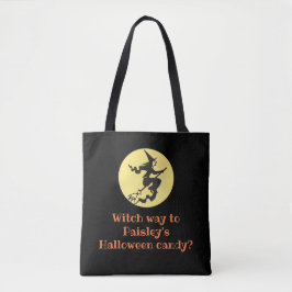 Gepersonaliseerde Halloween Witch Way Zwart Snoep Tote Bag