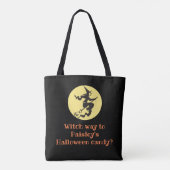 Gepersonaliseerde Halloween Witch Way Zwart Snoep Tote Bag (Achterkant)