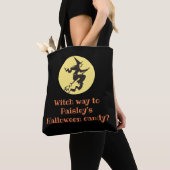 Gepersonaliseerde Halloween Witch Way Zwart Snoep Tote Bag (Dichtbij)