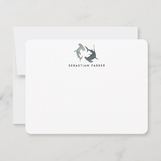 Gepersonaliseerde Hammerhead Shark Note-kaarten Notitiekaartje (Voorkant)