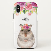 Gepersonaliseerde hamster en bloemen Case-Mate iPhone case (Achterkant)