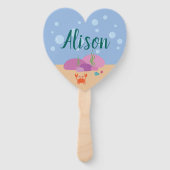 Gepersonaliseerde hand fan zeemeermin in de zomer  handwaaier (Achterkant)
