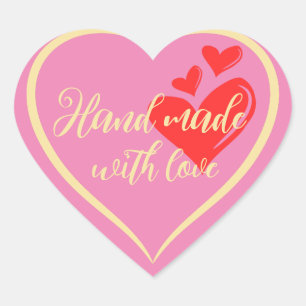 Gepersonaliseerde hand gemaakt met liefde tekst hart sticker