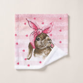 Gepersonaliseerde Hand geschilderde Bunny glitter Bad Handdoek (Wasdoekje)