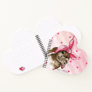 Gepersonaliseerde Hand geschilderde Bunny glitter Notitieboek