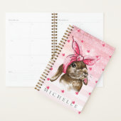 Gepersonaliseerde Hand geschilderde Bunny glitter Planner (Display)