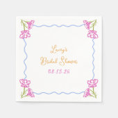 Gepersonaliseerde Hand getrokken Chic Floral Vrijg Servet (Voorkant)