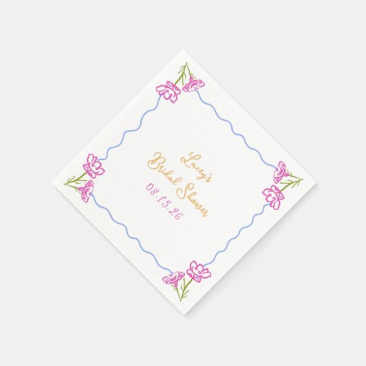 Gepersonaliseerde Hand getrokken Chic Floral Vrijg Servet (Hoek)