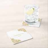 Gepersonaliseerde Hand getrokken Golden Rozen brui Kartonnen Onderzetters (Insitu)