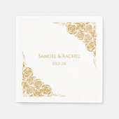 Gepersonaliseerde Hand getrokken Golden Rozen brui Servet (Voorkant)