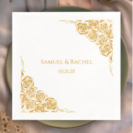 Gepersonaliseerde Hand getrokken Golden Rozen brui Servet