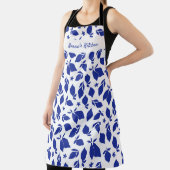 Gepersonaliseerde Hand getrokken Italiaanse Blauwe Schort (Insitu)