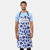 Gepersonaliseerde Hand getrokken Italiaanse Blauwe Schort (Gedragen)