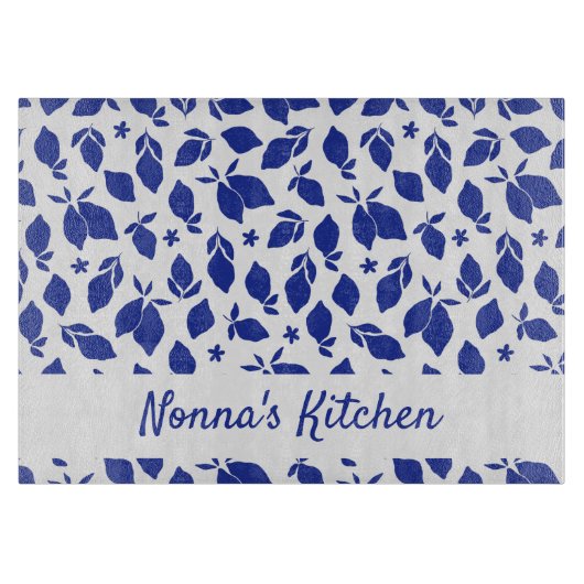 Gepersonaliseerde Hand getrokken Italiaanse Blauwe Snijplank (Voorkant)