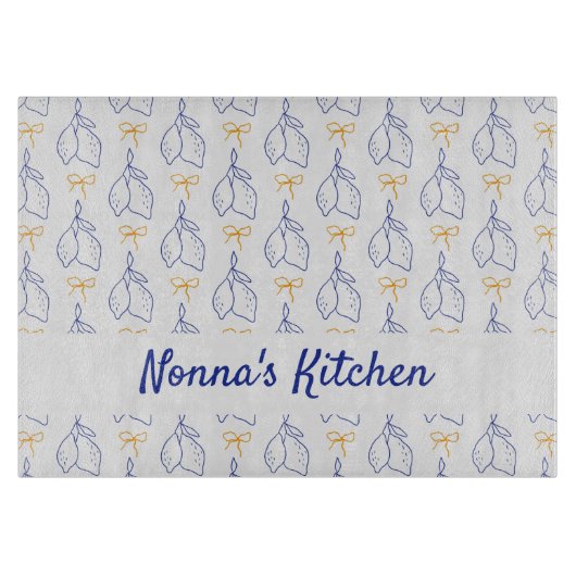 Gepersonaliseerde Hand getrokken Italiaanse Blauwe Snijplank (Voorkant)