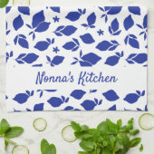 Gepersonaliseerde Hand getrokken Italiaanse Blauwe Theedoek (Gevouwen)