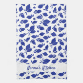 Gepersonaliseerde Hand getrokken Italiaanse Blauwe Theedoek (Verticaal)